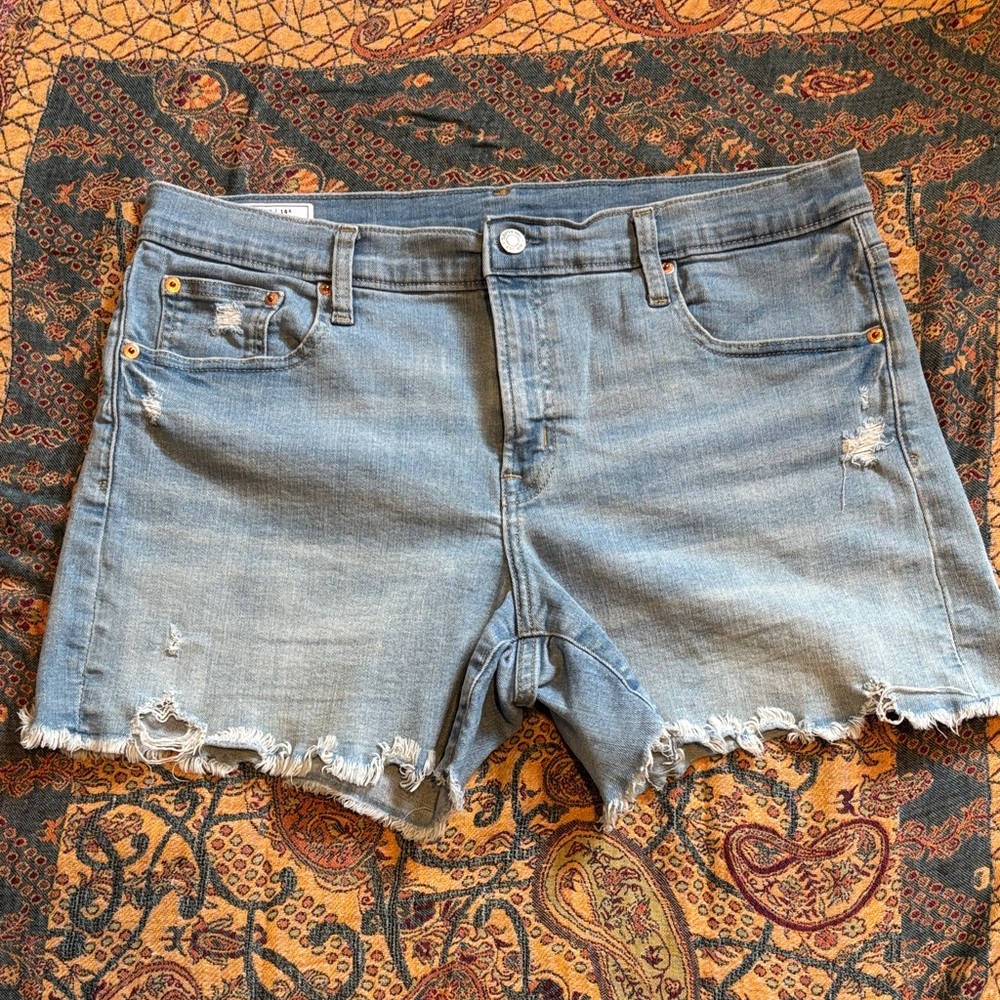 GAP Women's Light Blue Distressed Denim Shorts